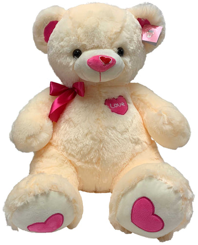 Large Bear with Heart Patch and Heart on Nose
